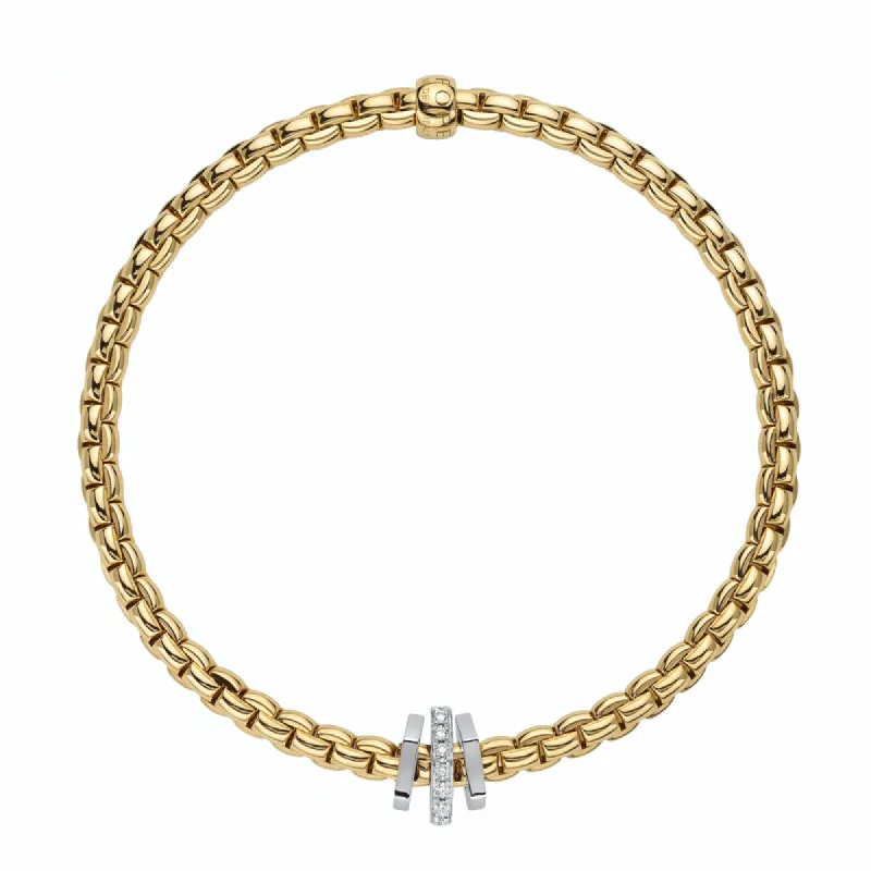 Fope Eka 18ct Yellow Gold 0.15ct Diamond Bracelet sold by Jura Watches