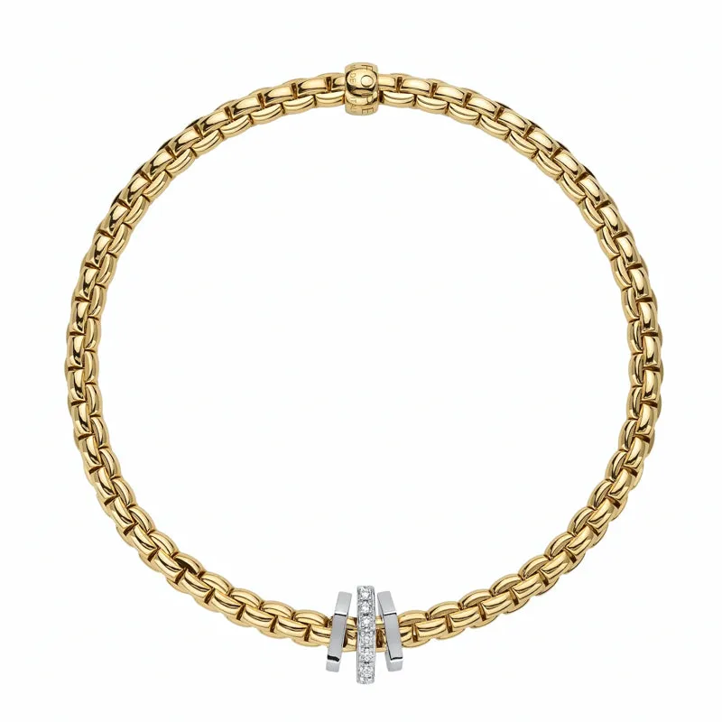 Fope Eka 18ct Yellow Gold 0.15ct Diamond Bracelet sold by Jura Watches