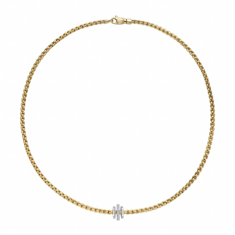 Fope Eka 18ct Yellow Gold 0.15ct Diamond Necklace sold by Jura Watches