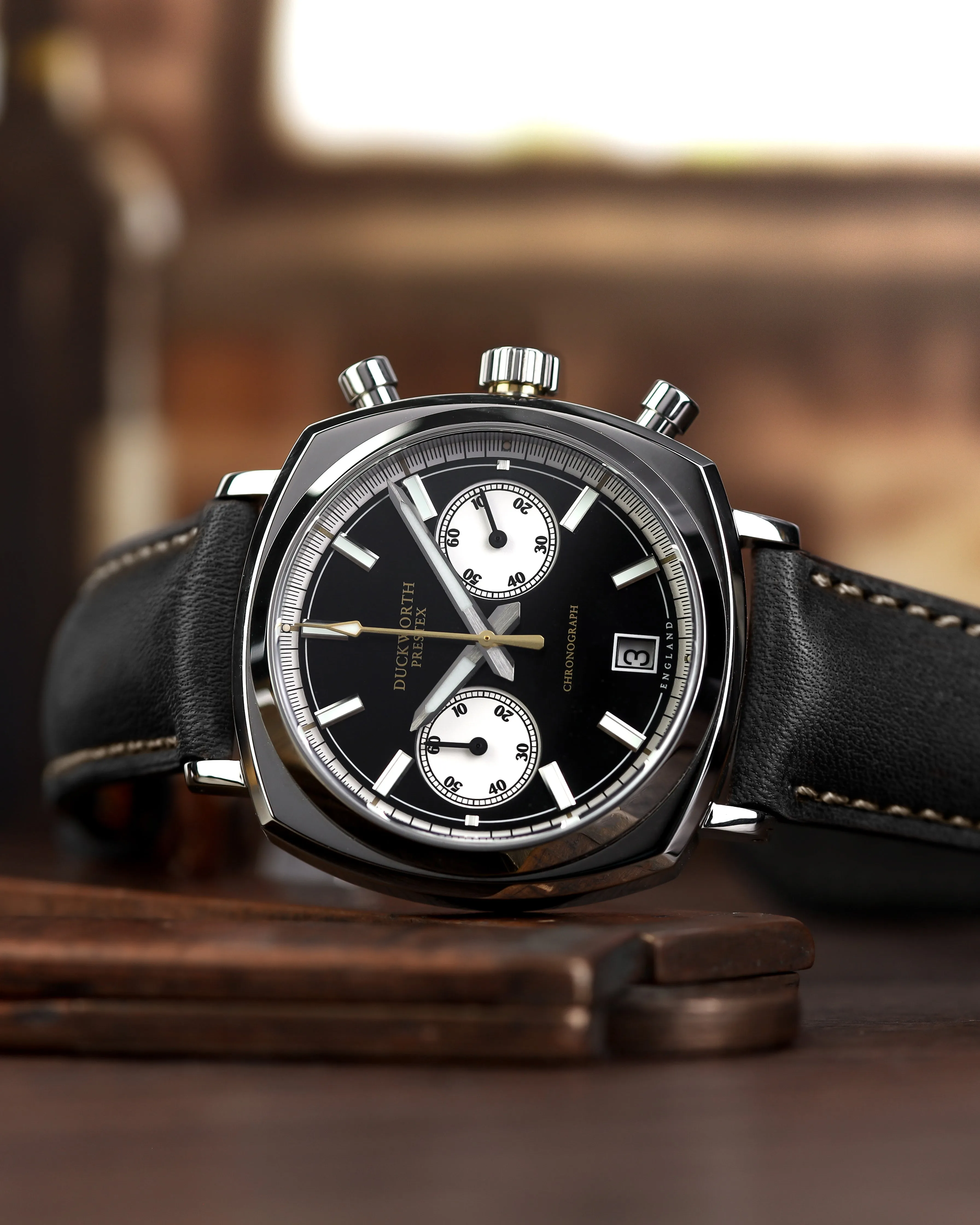 Duckworth Prestex 42 Black Sunburst Black Leather sold by Jura Watches product image thumbnail 4
