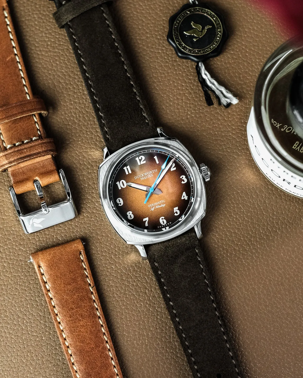 Duckworth Prestex Verimatic Orange Fume Brown Suede sold by Jura Watches product image thumbnail 5