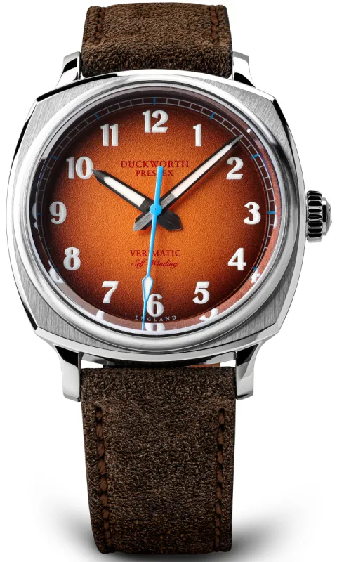 Duckworth Prestex Verimatic Orange Fume Brown Suede sold by Jura Watches