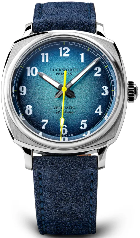 Duckworth Prestex Verimatic Blue Fume Blue Suede sold by Jura Watches