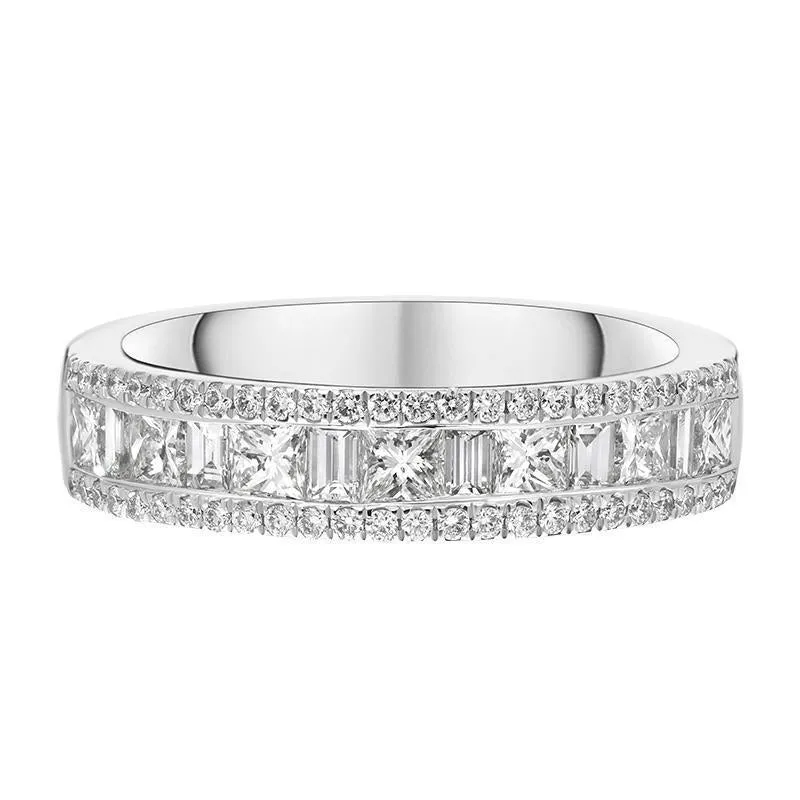 Platinum 1.08ct Diamond Triple Row Wedding Half Eternity Ring sold by Jura Watches product image thumbnail 2