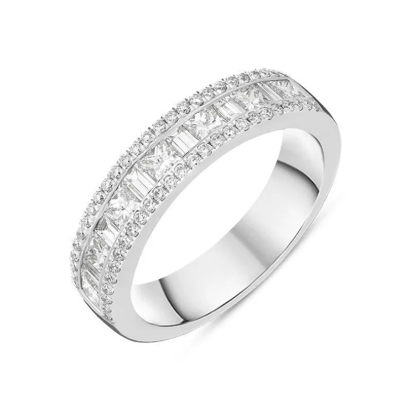 Platinum 1.08ct Diamond Triple Row Wedding Half Eternity Ring sold by Jura Watches