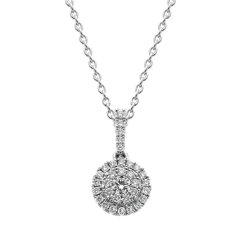 18ct White Gold Diamond Round Cluster Pendant sold by Jura Watches