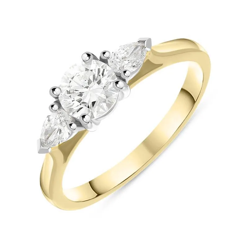 18ct Yellow Gold 0.89ct Diamond Trilogy Pear Cut Ring sold by Jura Watches