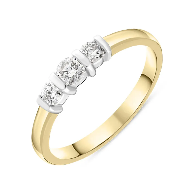18ct Yellow Gold 0.35ct Diamond Trilogy Bar Set Ring sold by Jura Watches