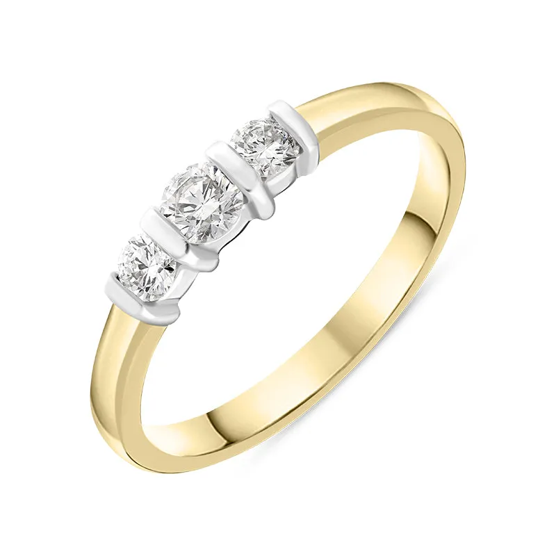 18ct Yellow Gold 0.35ct Diamond Trilogy Bar Set Ring sold by Jura Watches