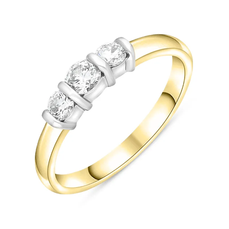 18ct Yellow Gold 0.50ct Diamond Trilogy Bar Set Ring sold by Jura Watches