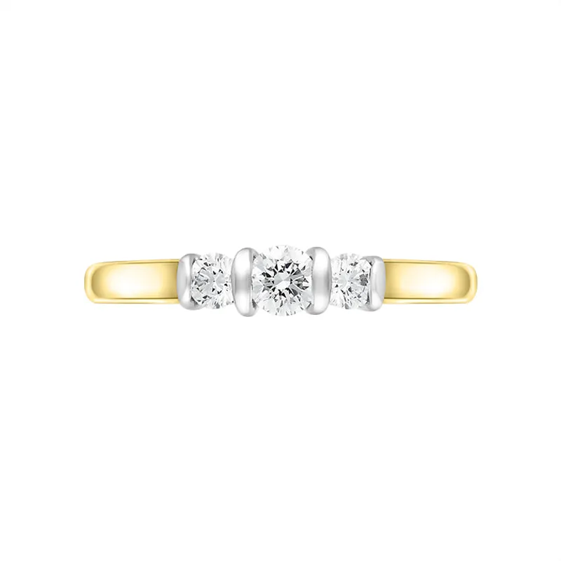 18ct Yellow Gold 0.50ct Diamond Trilogy Bar Set Ring sold by Jura Watches product image thumbnail 3