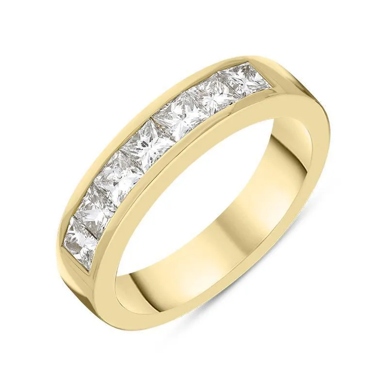 18ct Yellow Gold 1.01ct Diamond Princess Cut Wedding Half Eternity Ring sold by Jura Watches