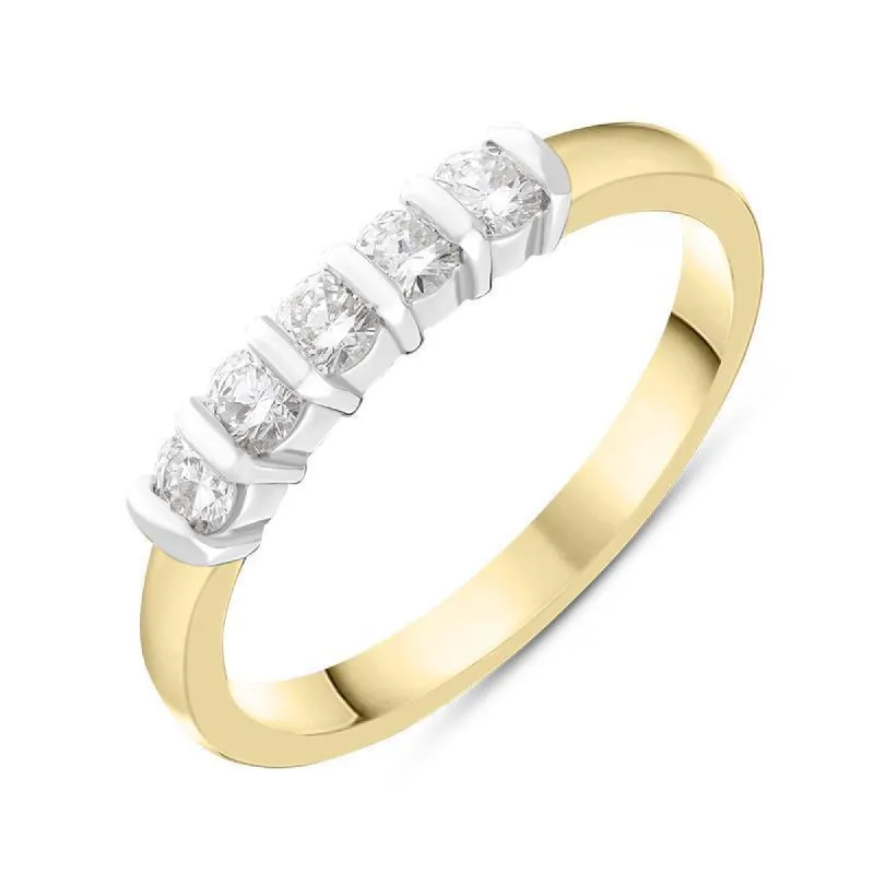 18ct Yellow Gold 0.35ct Diamond Five Stone Bar Set Wedding Ring sold by Jura Watches