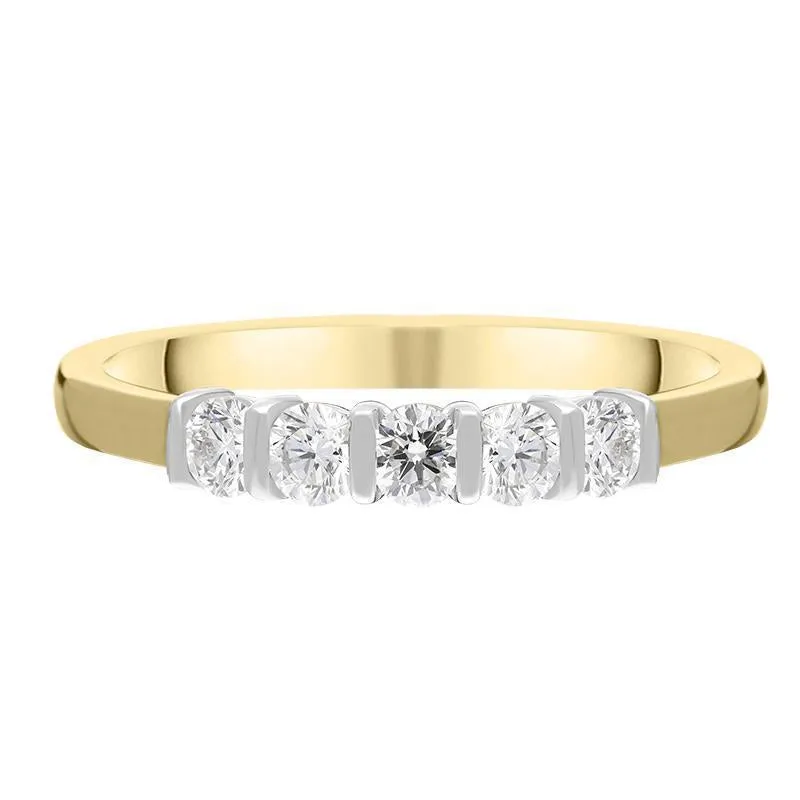 18ct Yellow Gold 0.35ct Diamond Five Stone Bar Set Wedding Ring sold by Jura Watches product image thumbnail 3