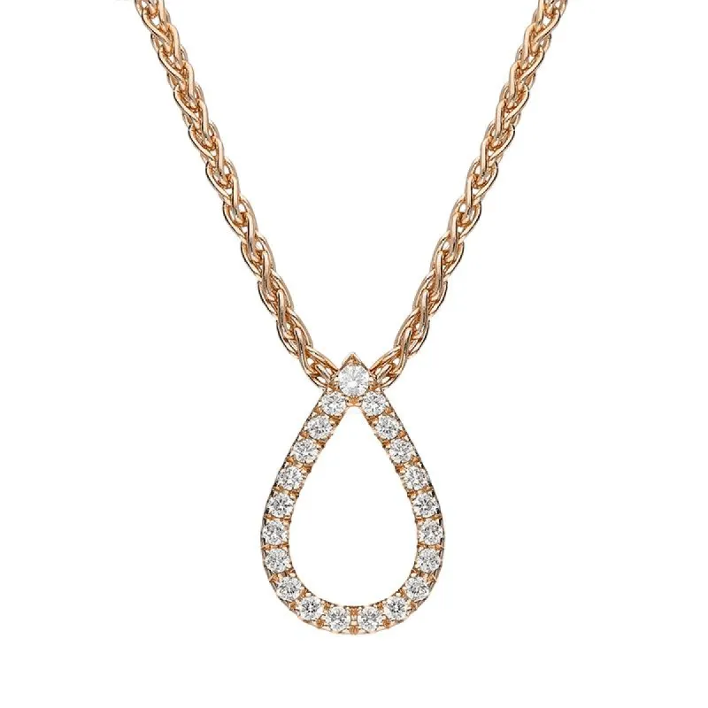 18ct Rose Gold Diamond Pave Set Pear Necklace sold by Jura Watches