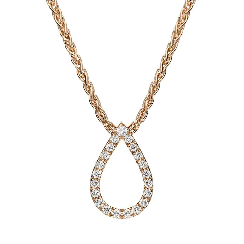 18ct Rose Gold Diamond Pave Set Pear Necklace sold by Jura Watches