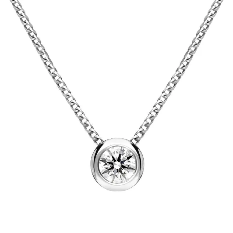 18ct White Gold 0.23ct Diamond Round Tube Set Pendant sold by Jura Watches