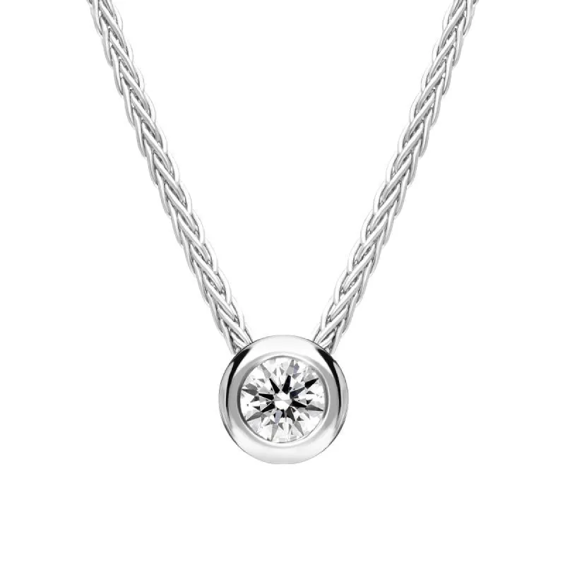 18ct White Gold 0.15ct Diamond Round Tube Set Pendant sold by Jura Watches
