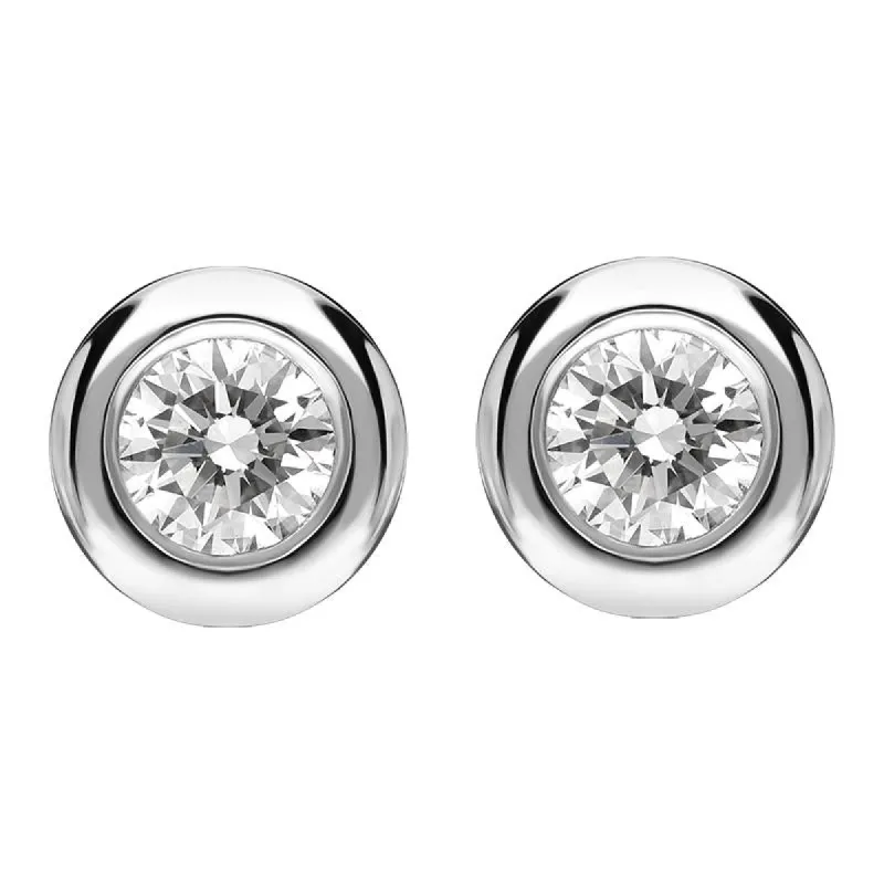 18ct White Gold 0.20ct Diamond Tube Set Round Stud Earrings made by Bloch