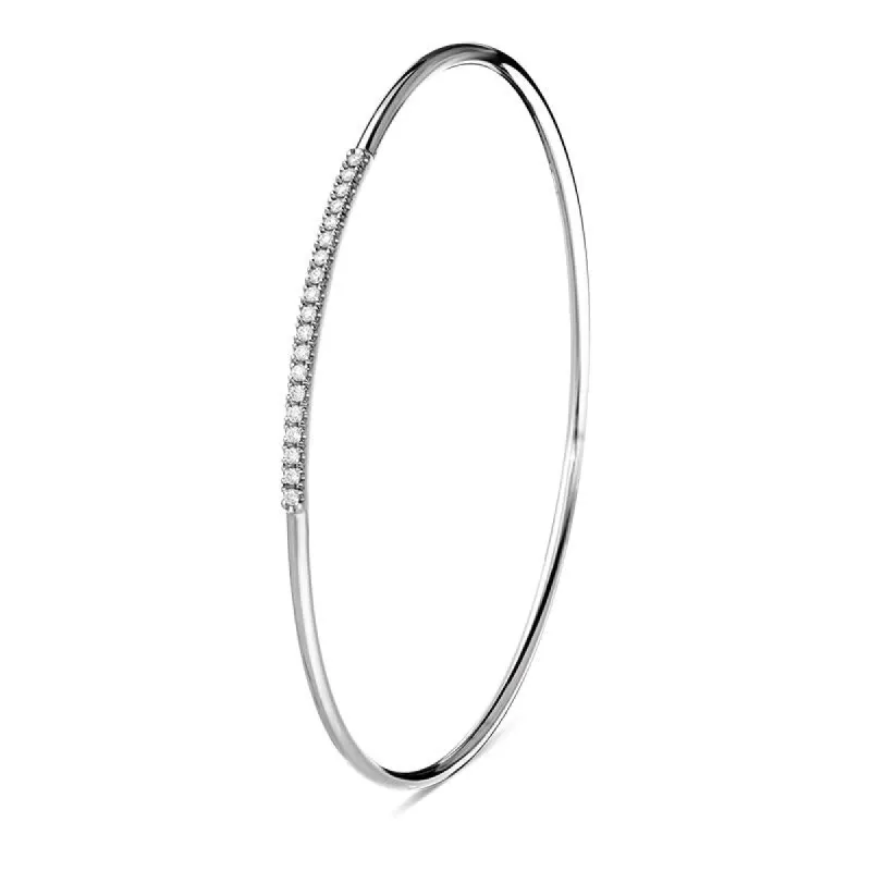 18ct White Gold 0.24ct Diamond Inline Slim Bangle sold by Jura Watches