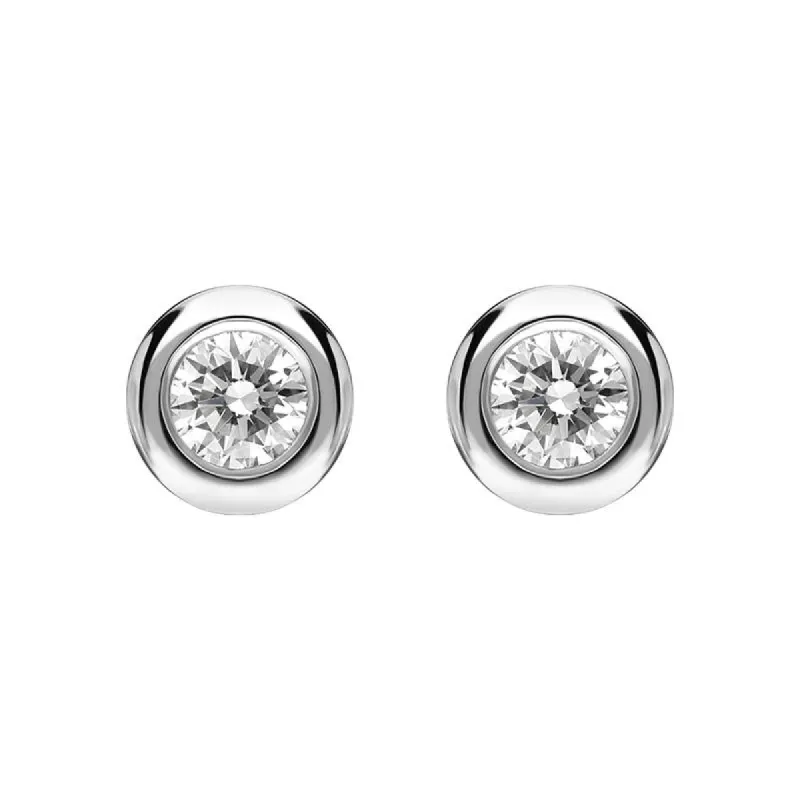 18ct White Gold 0.14ct Diamond Tube Set Round Stud Earrings made by Bloch