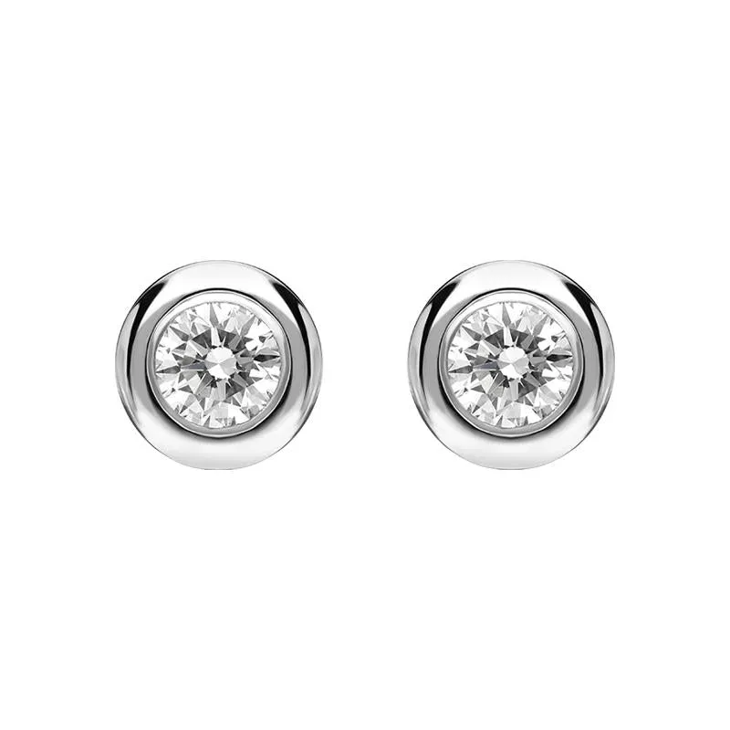 18ct White Gold 0.14ct Diamond Tube Set Round Stud Earrings sold by Jura Watches