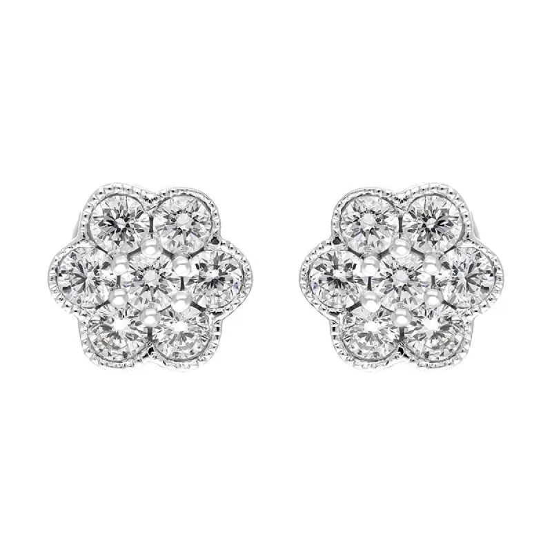 18ct White Gold 0.48ct Diamond Flower Cluster Stud Earrings sold by Jura Watches