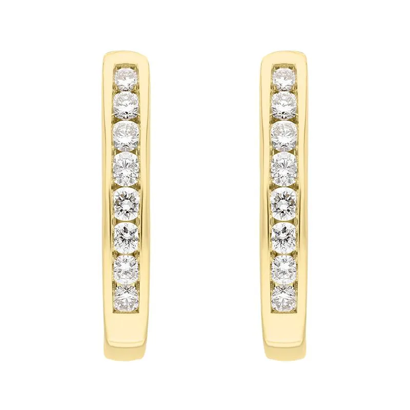 18ct Yellow Gold 0.30ct Diamond Channel Set Hoop Earrings sold by Jura Watches