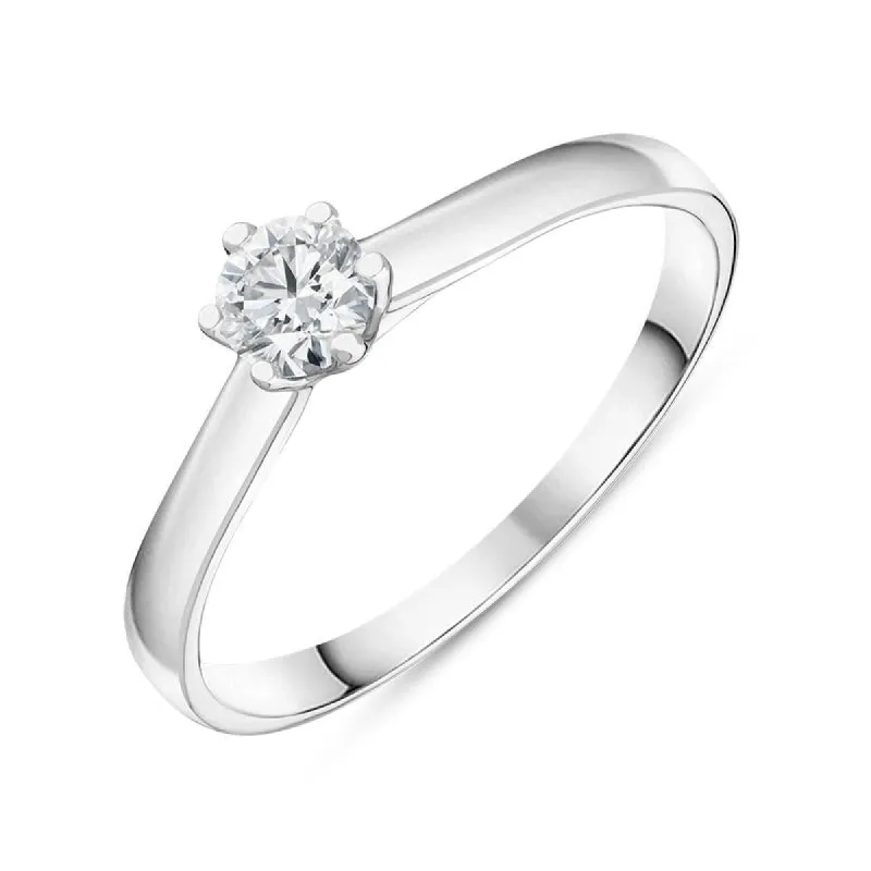 18ct White Gold Brilliant Cut 0.26ct Diamond Trellis Set Solitaire Ring sold by Jura Watches