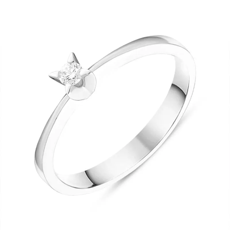 18ct White Gold Brilliant Cut Diamond Shoulder Solitaire Ring sold by Jura Watches