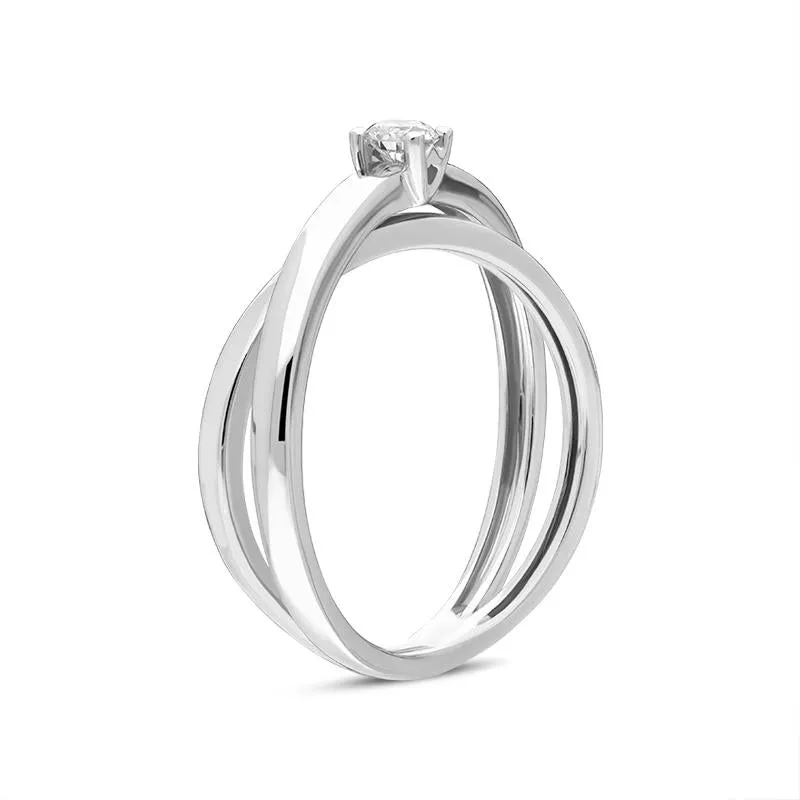 18ct White Gold Diamond Cross Over Solitaire Ring sold by Jura Watches product image thumbnail 4