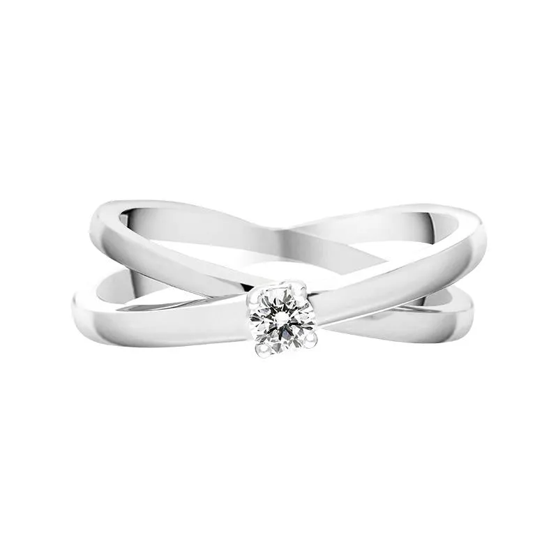 18ct White Gold Diamond Cross Over Solitaire Ring sold by Jura Watches product image thumbnail 2