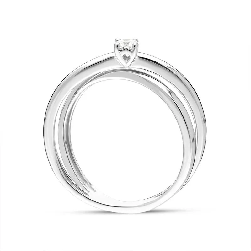 18ct White Gold Diamond Cross Over Solitaire Ring sold by Jura Watches product image thumbnail 3