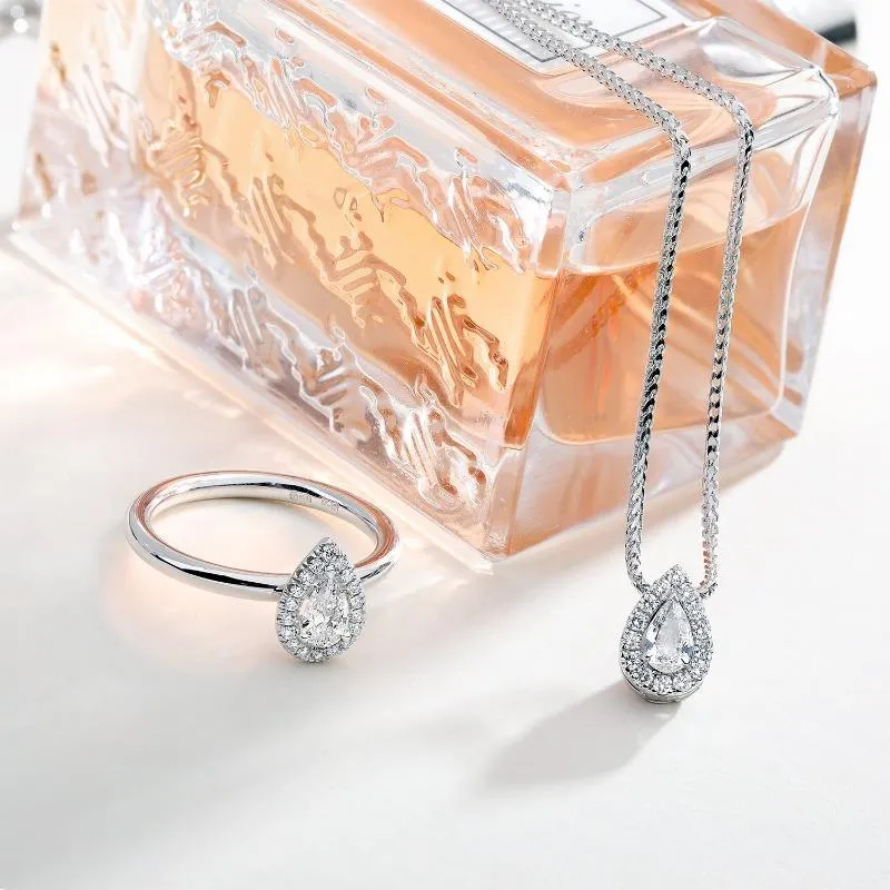 18ct White Gold 0.40ct Diamond Pave Pear Necklace sold by Jura Watches product image thumbnail 4