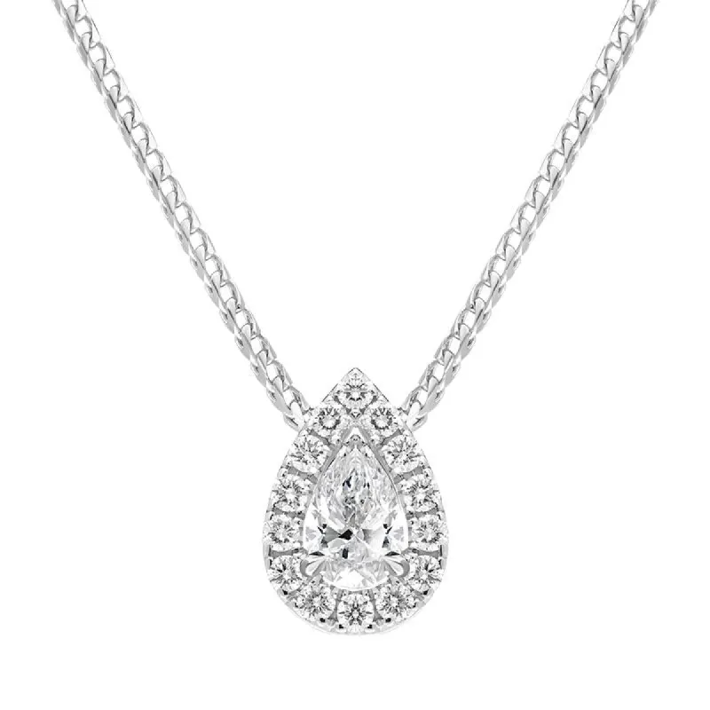 18ct White Gold 0.40ct Diamond Pave Pear Necklace sold by Jura Watches