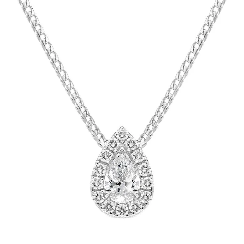 18ct White Gold 0.40ct Diamond Pave Pear Necklace sold by Jura Watches