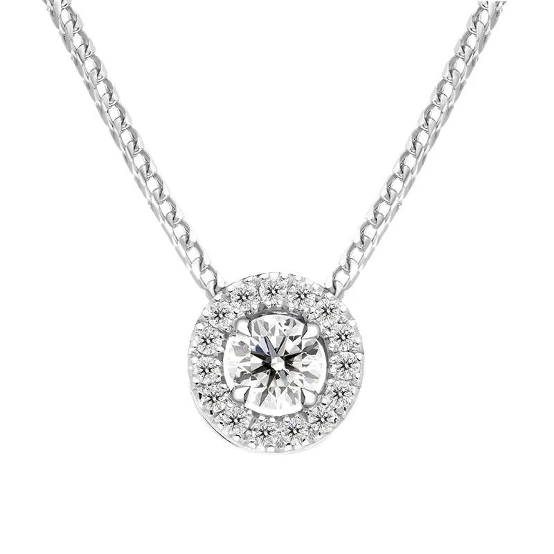 18ct White Gold 0.33ct Brilliant Cut Diamond Pave Round Necklace sold by Jura Watches