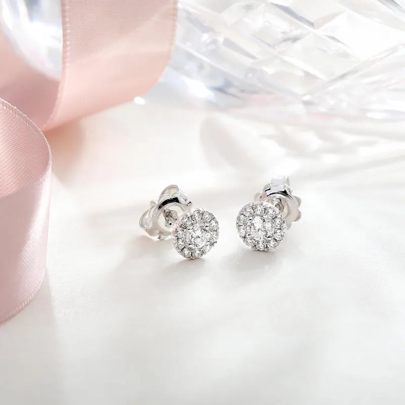 18ct White Gold 0.53ct Diamond Claw Set Pave Round Stud Earrings sold by Jura Watches product image thumbnail 3