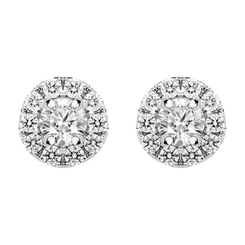 18ct White Gold 0.53ct Diamond Claw Set Pave Round Stud Earrings sold by Jura Watches