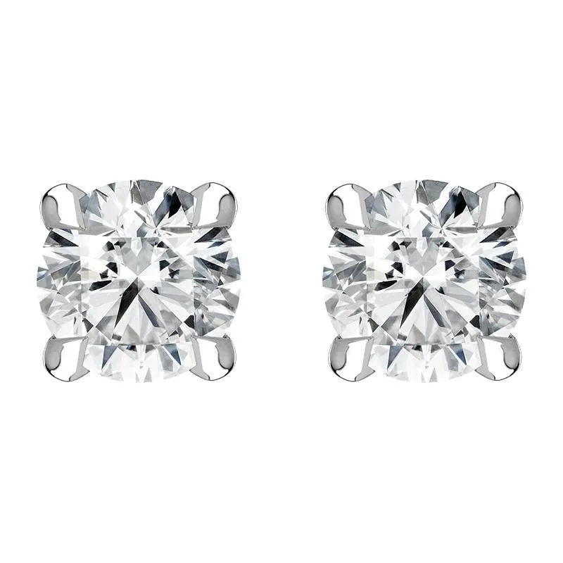 18ct White Gold 0.50ct Diamond Claw Set Solitaire Stud Earrings sold by Jura Watches