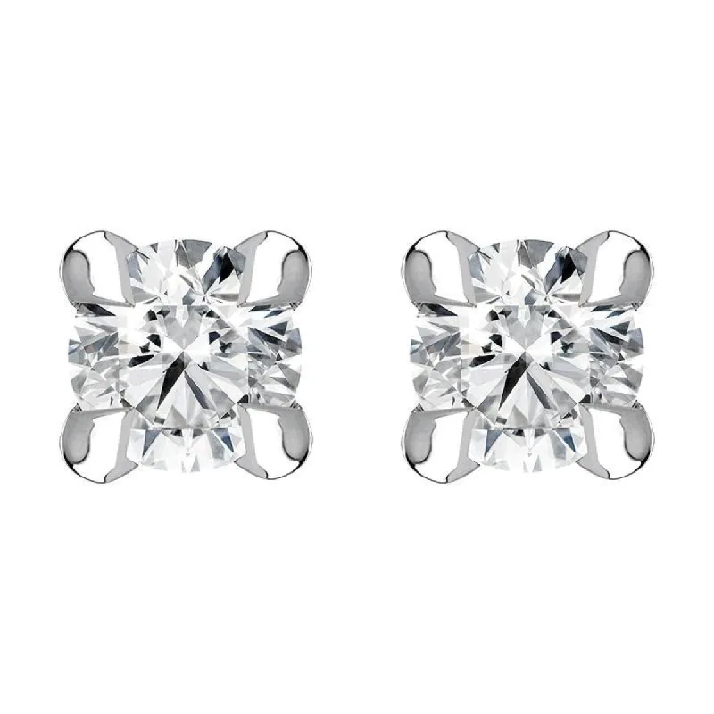 18ct White Gold 0.10ct Diamond Claw Set Solitaire Stud Earrings sold by Jura Watches