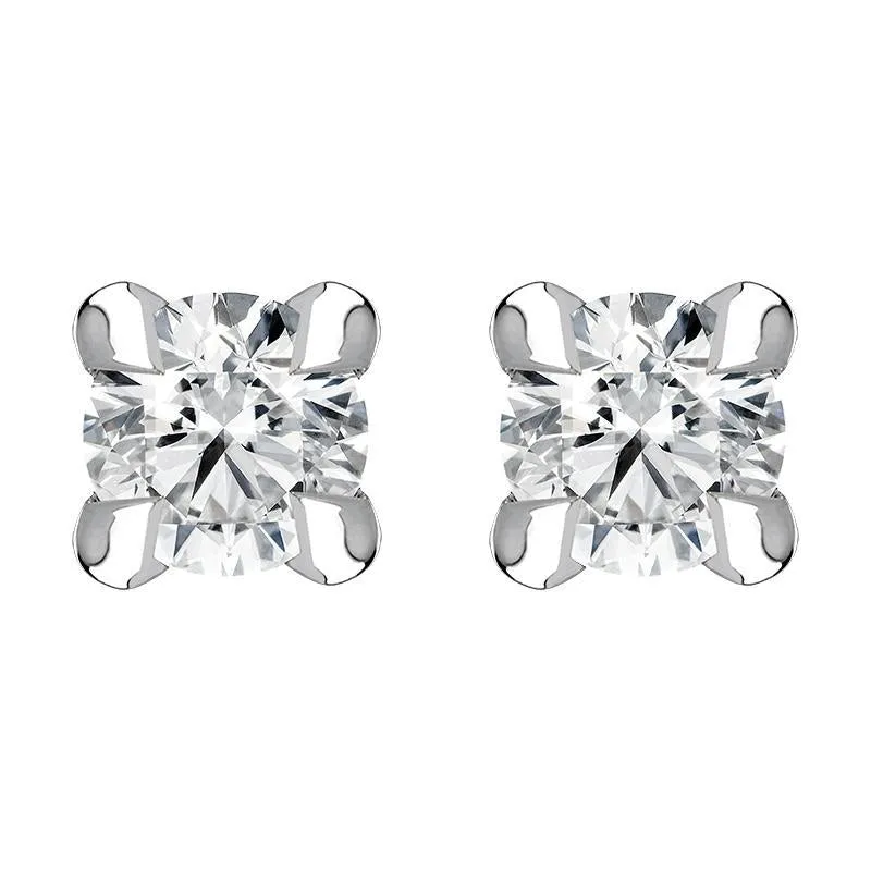 18ct White Gold 0.10ct Diamond Claw Set Solitaire Stud Earrings sold by Jura Watches