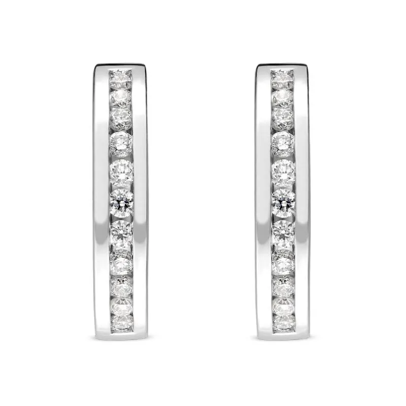 18ct White Gold 0.30ct Diamond Half Eternity Hoop Earrings sold by Jura Watches
