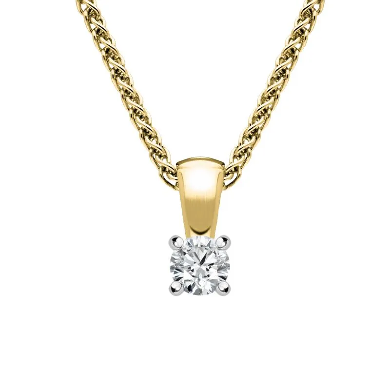 18ct Yellow Gold 0.28ct Diamond Brilliant Cut Solitaire Necklace sold by Jura Watches