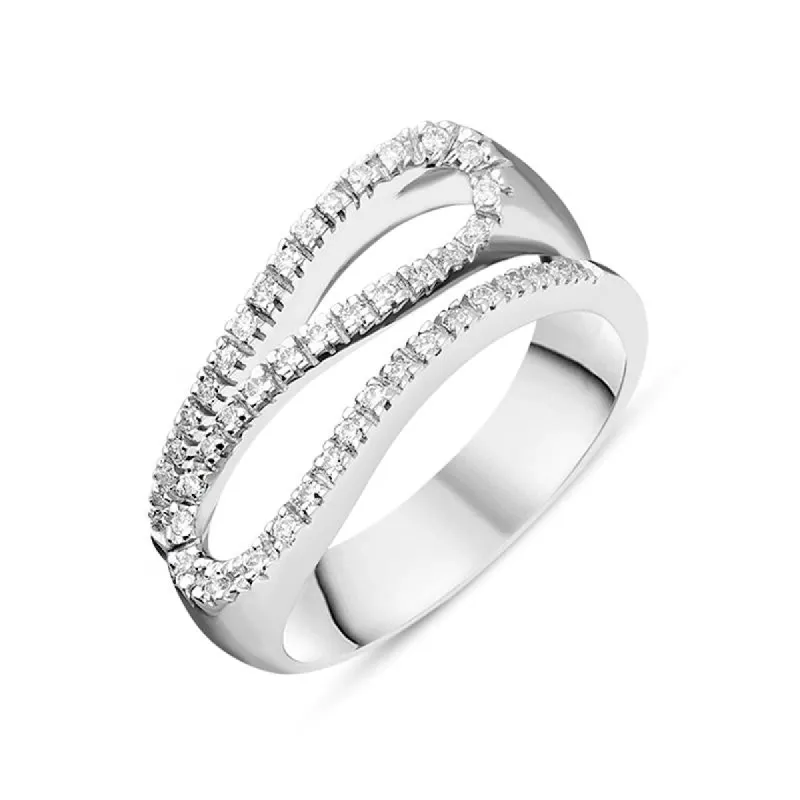 18ct White Gold Diamond Curve Dress Ring sold by Jura Watches