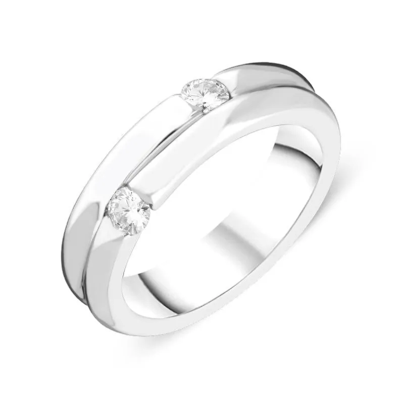 18ct White Gold 0.26ct Diamond Double Band Ring sold by Jura Watches