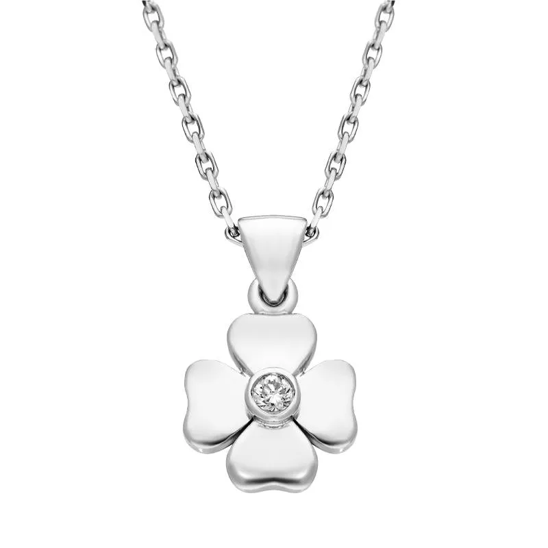 18ct White Gold 0.10ct Diamond Heart Cross Necklace sold by Jura Watches