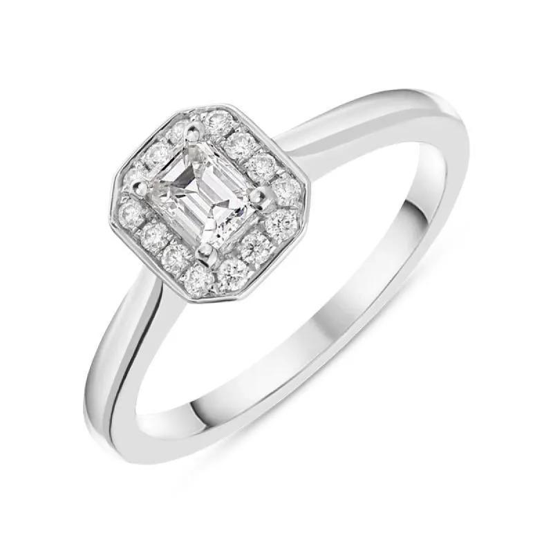 Platinum 0.43ct Diamond Cushion Halo Ring sold by Jura Watches