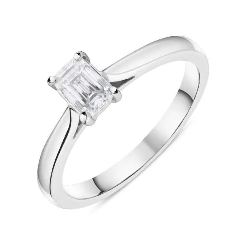 Platinum 0.42ct Diamond Emerald Cut Solitaire Ring sold by Jura Watches