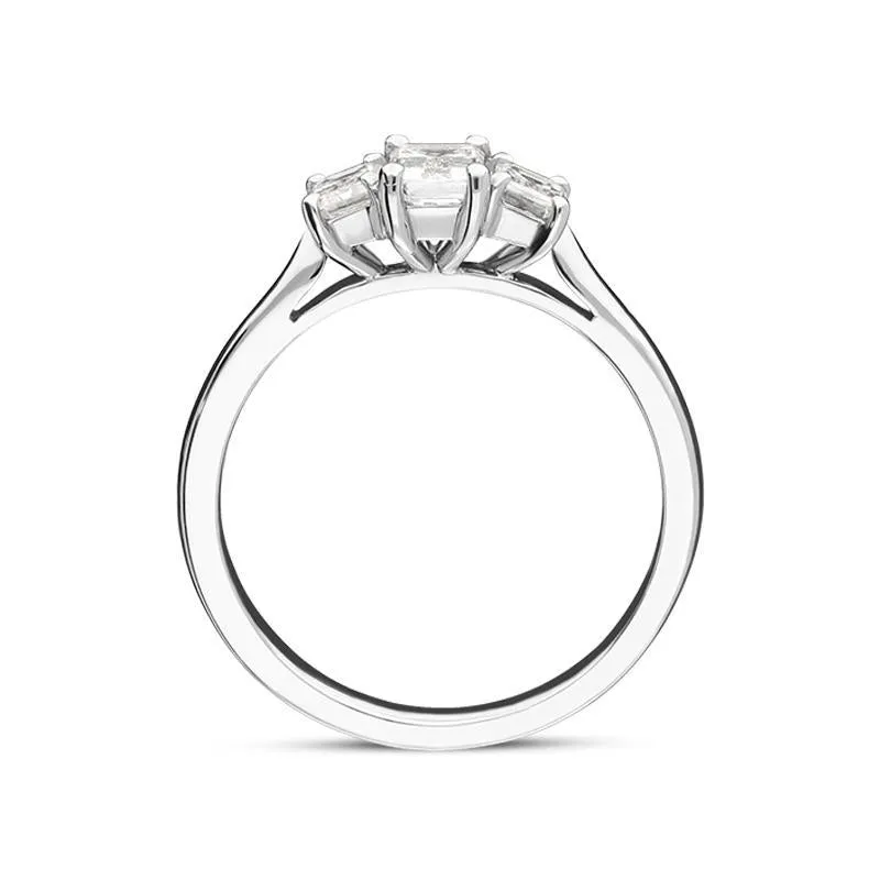Platinum 0.88ct Diamond Emerald Cut Trilogy Ring sold by Jura Watches product image thumbnail 2